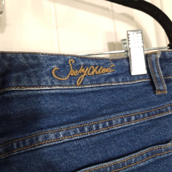 See By Chloe Womens Jeans Cropped Kick Flare Twisted Seam Scalloped Hem Sz 26 - Picture 7 of 10